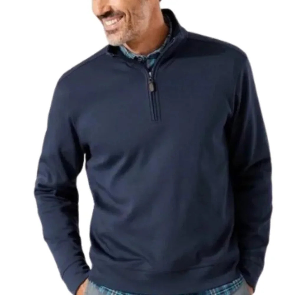 Tommy Bahama Mens XXL Martinique Half-Zip Pima Cotton Pullover In Navy